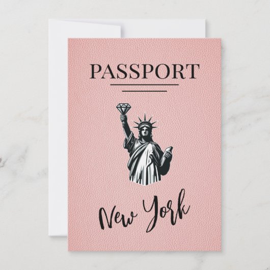 Pink New York City Passport日付の保存 セーブザデート (正面)