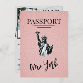 Pink New York City Passport日付の保存 セーブザデート