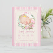 Pink Newborn Birth Photo Boy Baby Announcement 案内状 (スタンド正面)