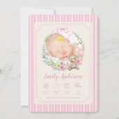 Pink Newborn Birth Photo Boy Baby Announcement 案内状 (正面)