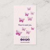 Pink Nice To Meet You QRコードソーシャルバタフライ 名刺 (正面)