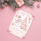 Pink Nontraditional Snowman Tree Christmas Party 招待状