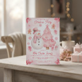 Pink Nontraditional Snowman Tree Christmas Party 招待状