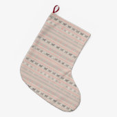 Pink Nordic Knit Dog Christmas Stocking with Paws ラージクリスマスストッキング (正面 (吊り時))