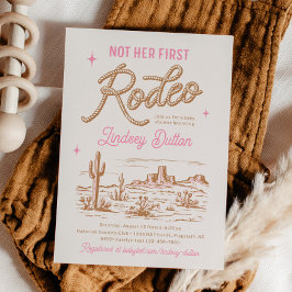 Pink Not Her First Rodeo Baby Shower Invitation 招待状