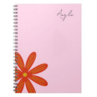 Pink Notebook with flower design and name tag ノートブック