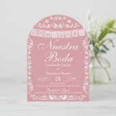 Pink Nuestra Boda Papel Picado Spanish Wedding 招待状 (スタンド正面)