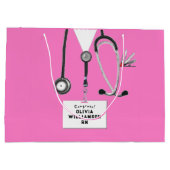 Pink Nurse Graduation Large Gift Bag ラージペーパーバッグ (裏面)