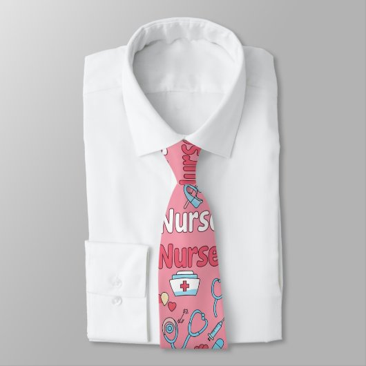 Pink Nurse Life Seamless Pattern (1) ネクタイ (タイ)