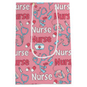 Pink Nurse Life Seamless Pattern (1) ミディアムペーパーバッグ (裏面)