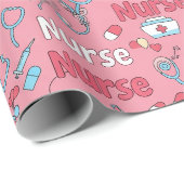 Pink Nurse Life Seamless Pattern (1) ラッピングペーパー (ロールコーナー)