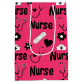 Pink Nurse Life Seamless Pattern (2) ミディアムペーパーバッグ (裏面)