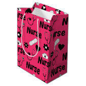 Pink Nurse Life Seamless Pattern (2) ミディアムペーパーバッグ (裏面アングル)