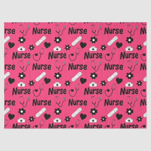 Pink Nurse Life Seamless Pattern (2) 薄葉紙 (正面)