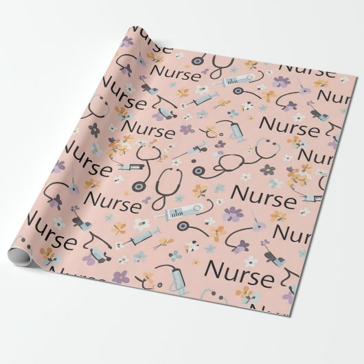 Pink Nurse Life Seamless Pattern (3) ラッピングペーパー (アンロールド)