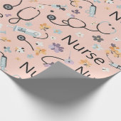 Pink Nurse Life Seamless Pattern (3) ラッピングペーパー (角)