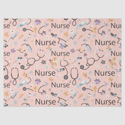 Pink Nurse Life Seamless Pattern (3) 薄葉紙 (正面)