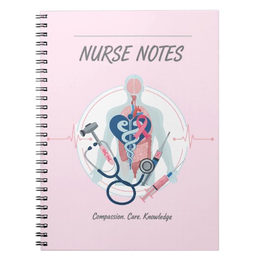 Pink Nurse Notes Notebook ノートブック (正面)