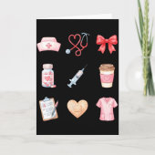 Pink Nurse Valentine Stethoscope Scrubs Heart Medi カード (正面)
