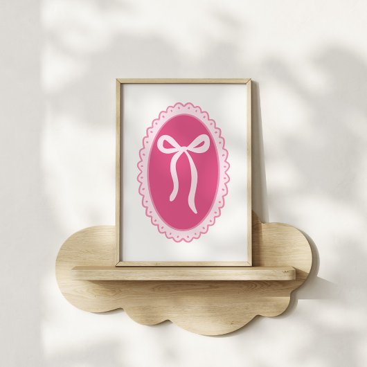 Pink Nursery Art - Coquette Oval Frame & Bow ポスター