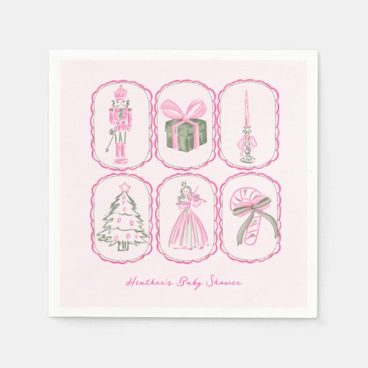 Pink Nutcracker A Merry Little Baby Shower スタンダードカクテルナプキン (正面)