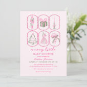 Pink Nutcracker A Merry Little Baby Shower 招待状 (スタンド正面)