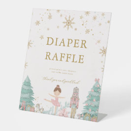 Pink Nutcracker Baby Shower Diaper Raffle Sign 台座サイン
