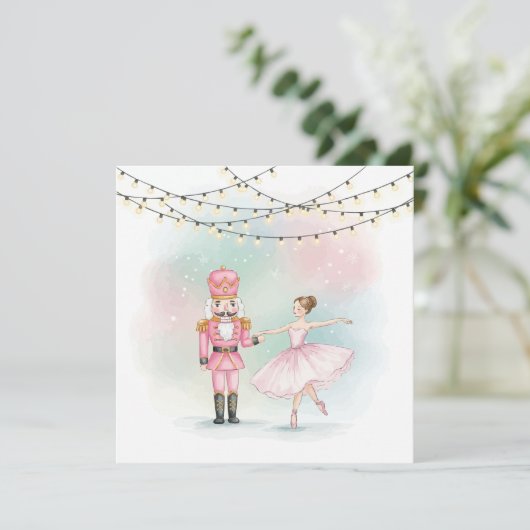 Pink Nutcracker & Ballerina  Christmas Card  カード (スタンド正面)