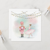 Pink Nutcracker & Ballerina  Christmas Card  カード (正面/裏面インサイチュ)