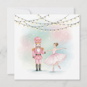 Pink Nutcracker & Ballerina  Christmas Card  カード (正面)