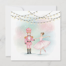Pink Nutcracker & Ballerina  Christmas Card  カード