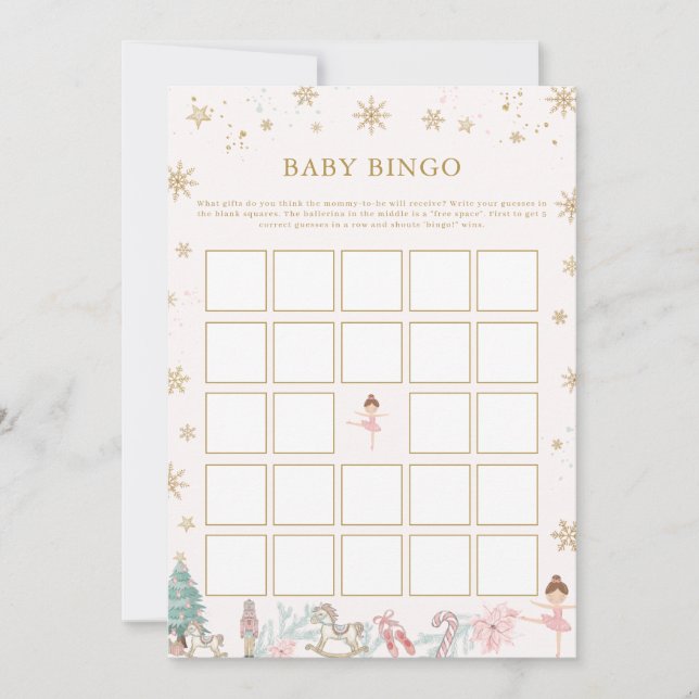 Pink Nutcracker Ballet Baby Bingo Game  (正面)