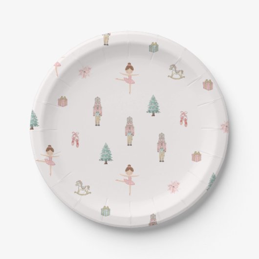 Pink Nutcracker Ballet Baby Shower Paper Plates ペーパープレート (正面)
