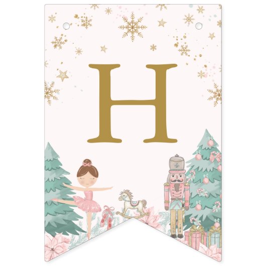 Pink Nutcracker Ballet Birthday Bunting Flags バンティングフラッグ (第2の旗)