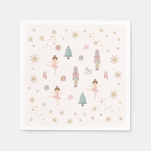 Pink Nutcracker Ballet Birthday Paper Napkins スタンダードカクテルナプキン (正面)