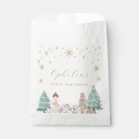 Pink Nutcracker Ballet Birthday Party Favor Bags フェイバーバッグ (正面)