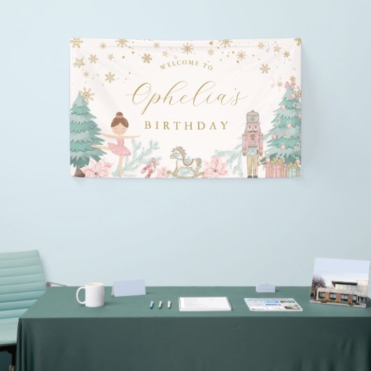 Pink Nutcracker Ballet Birthday Welcome Banner 横断幕 (トレードショー)