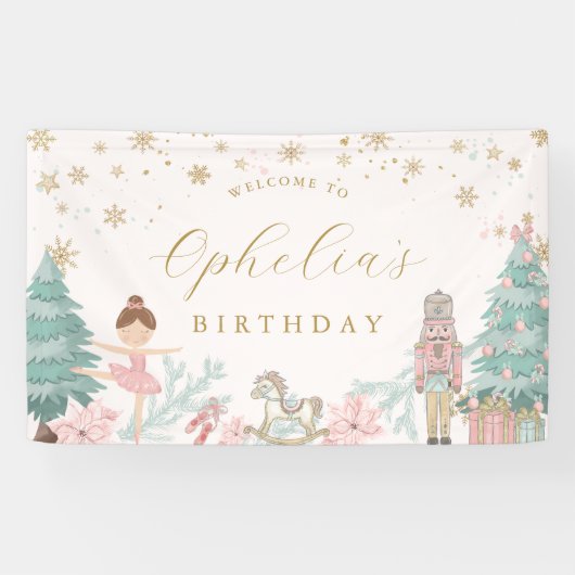 Pink Nutcracker Ballet Birthday Welcome Banner 横断幕 (横)
