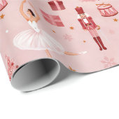 Pink Nutcracker Ballet Christmas Gift Wrap ラッピングペーパー (ロールコーナー)