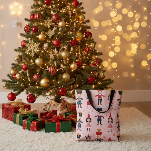 Pink Nutcracker Ballet Christmas Seamless Pattern トートバッグ