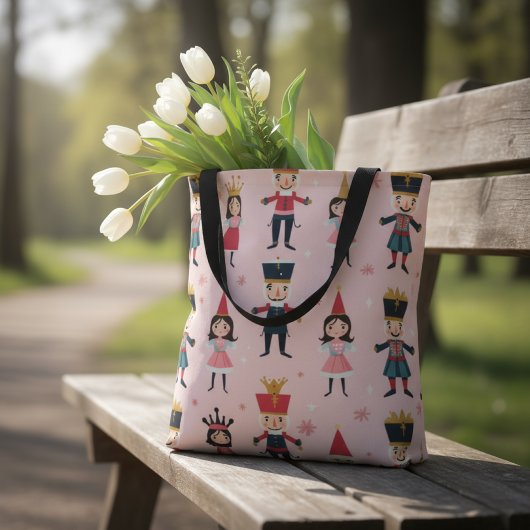 Pink Nutcracker Ballet Christmas Seamless Pattern トートバッグ