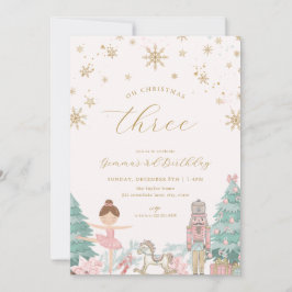 Pink Nutcracker Ballet Third Birthday Invitation 招待状