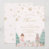 Pink Nutcracker Ballet Third Birthday Invitation 招待状 (正面/裏面)