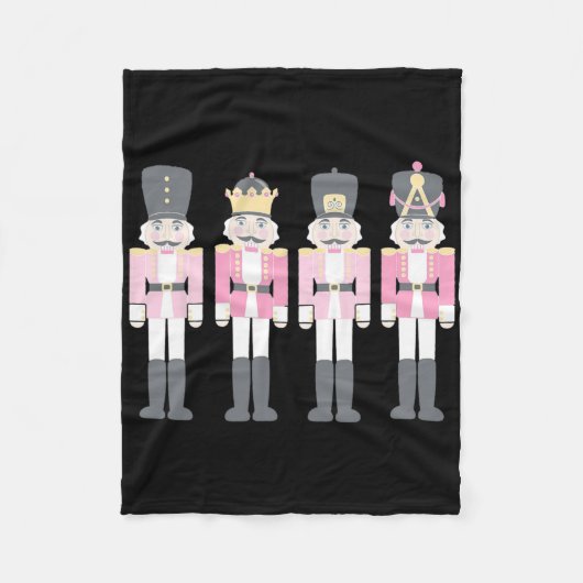 Pink Nutcracker Byllet Vintage Christmas Nutcracke フリースブランケット (正面)