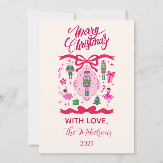 Pink Nutcracker Christmas シーズンカード (正面)