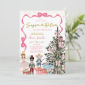 Pink Nutcracker Christmas Baby Shower 招待状 (スタンド正面)