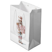 Pink Nutcracker Christmas Gift Bag ミディアムペーパーバッグ (正面アングル)