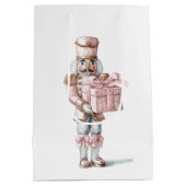 Pink Nutcracker Christmas Gift Bag ミディアムペーパーバッグ (裏面)
