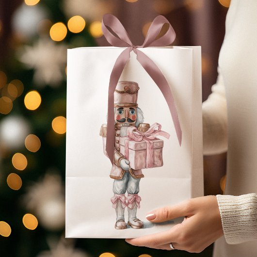 Pink Nutcracker Christmas Gift Bag ミディアムペーパーバッグ
