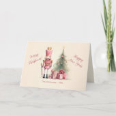 Pink Nutcracker Christmas Holiday Card カード (正面)